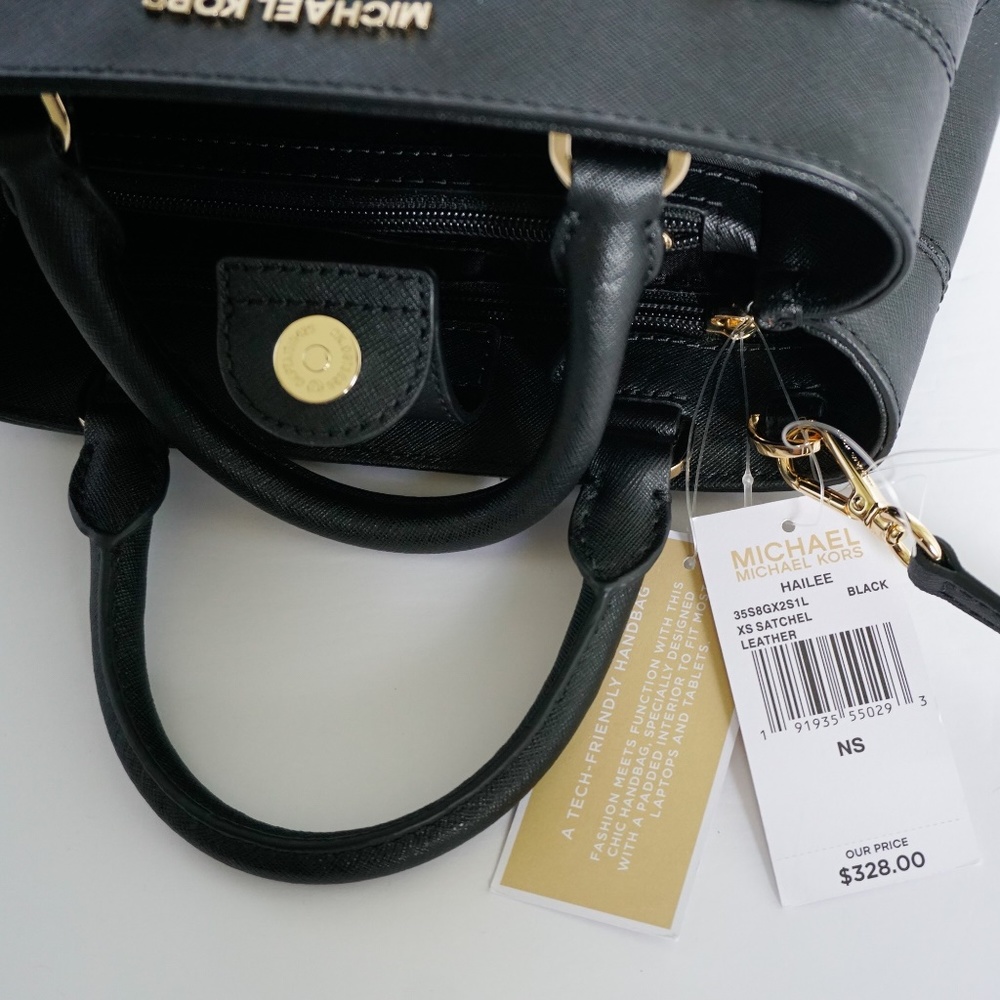 Michael Kors Hailee XS Satchel Leather Bag Black - Picture 8 of 8